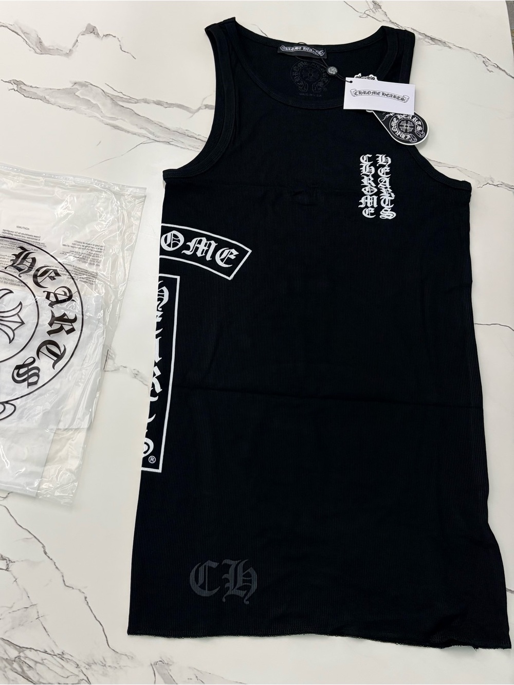 Chrome Hearts Black Tank Top/Dress with White Logo Accents